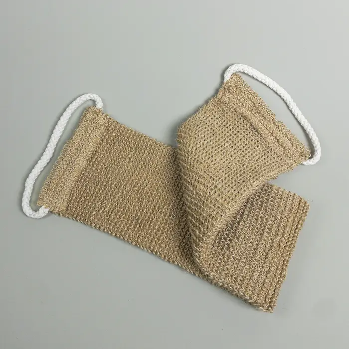 Épurateur de dos exfoliant en Jute naturel, 1 pièce, poignées en coton Extra ferme, sangle de bain e