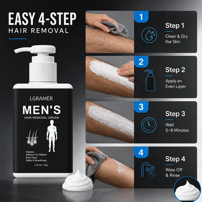 Crème dépilatoire, inhibiteur efficace de la repousse des poils, pour le visage et les aisselles, épilation indolore, soin professionnel pour une peau lisse, pour hommes