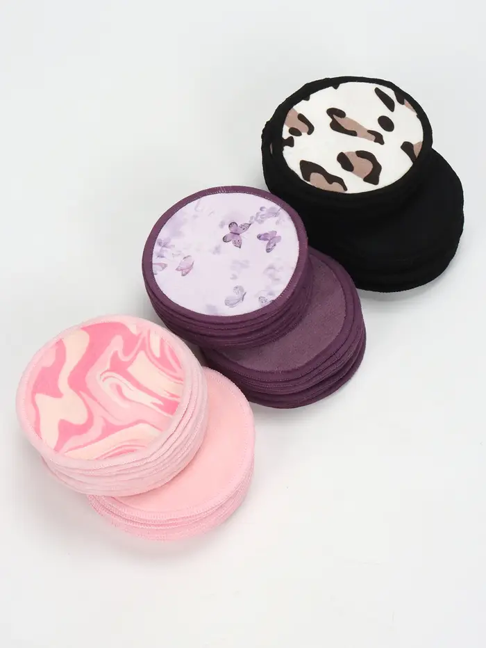Tampons démaquillants ronds doubles 20 pièces + sac en maille de nettoyage