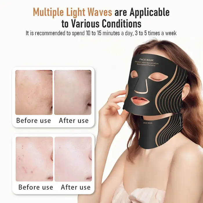 Masque LED en silicone pour le visage et le cou