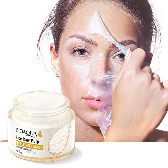 Masque peel-off à la pulpe de riz : absorbe et élimine les points noirs et les points blancs, exfoli