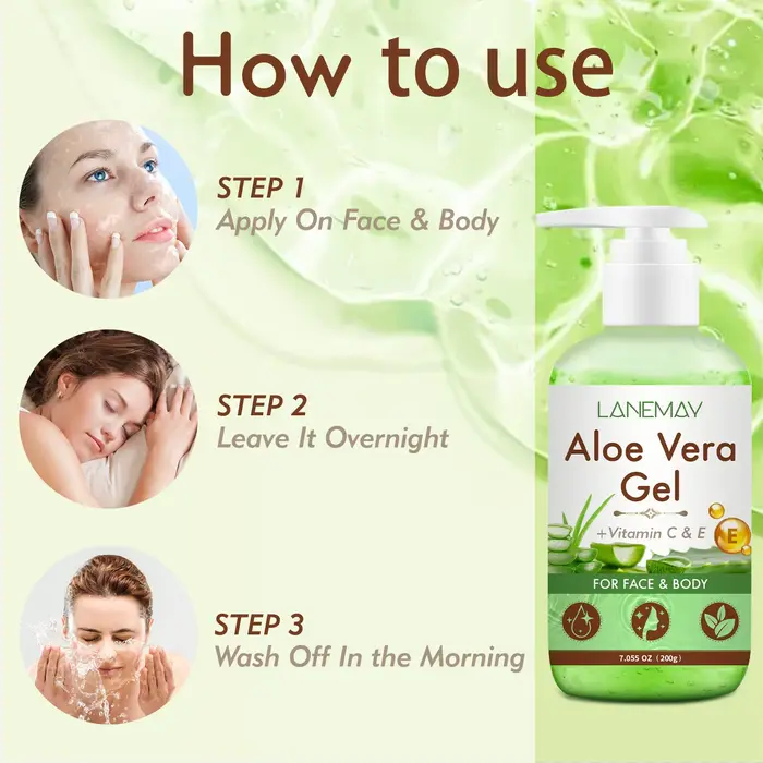 Gel d'aloe Vera à la vitamine C et E pour le visage et le corps