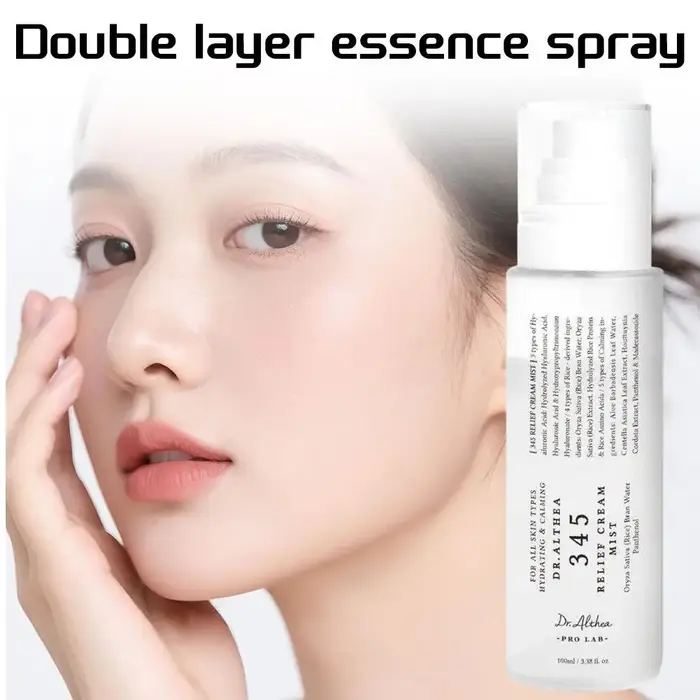 Crème en Brume Coréenne 345 Effet Apaisant, Sérum Léger Facilement Absorbable, Éclaircissant, Resserre les Pores, Hydratant Pré-Maquillage pour un Visage Éclatant