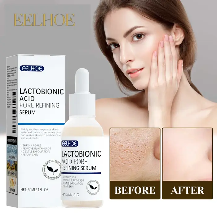 EELHOE acide lactobionique rétrécit les pores sérum pour le visage réparation de la peau enlever les points noirs acné