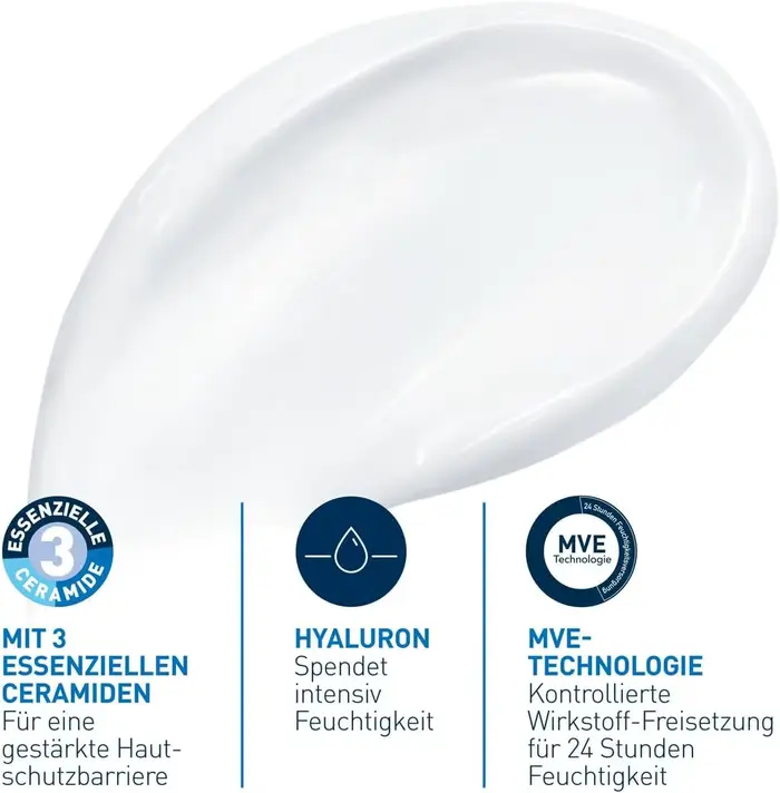 Crème hydratante CeraVe 340g sans parfum, crème quotidienne pour le visage et le corps avec céramides pour le soin des peaux sèches