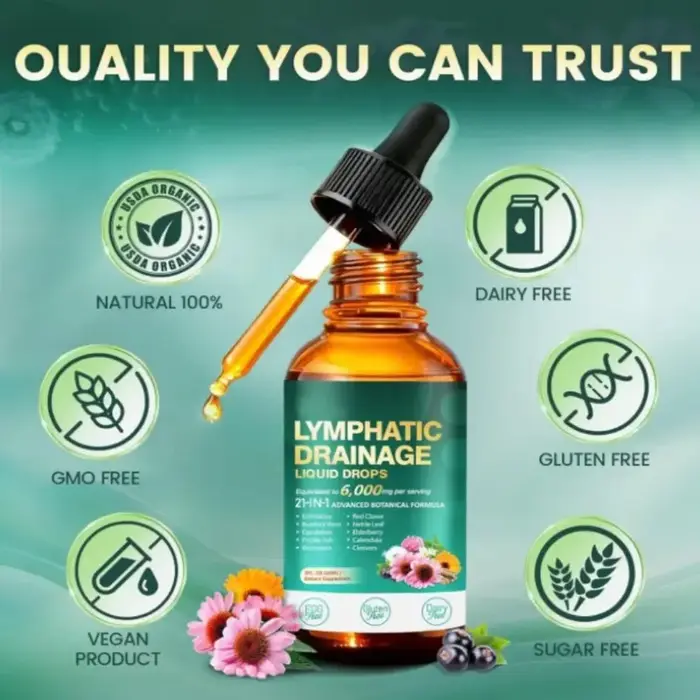 Gouttes nettoyantes lymphatiques de qualité supérieure, mélange concentré de plantes, favorisent le 