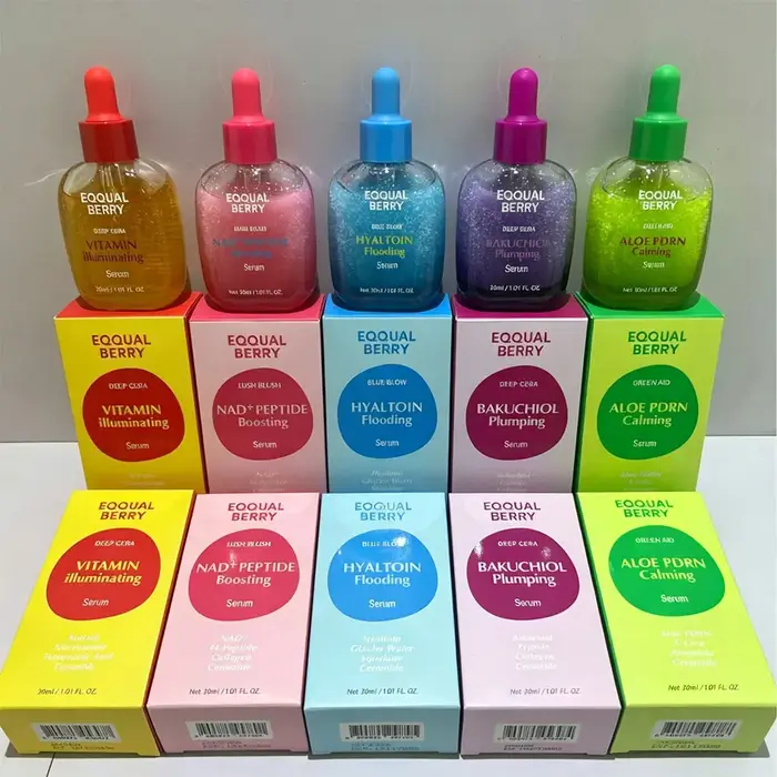 EQQUALBERRY Sérum repulpant au bakouchiol avec céramide et peptides Sérum pour le visage 30 ml Capsu