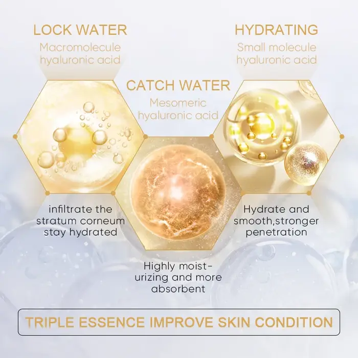 SADOER 24k Ampoule d'or huile d'essence pour le visage hydratant raffermissant acide hyaluronique sérum éclaircissant