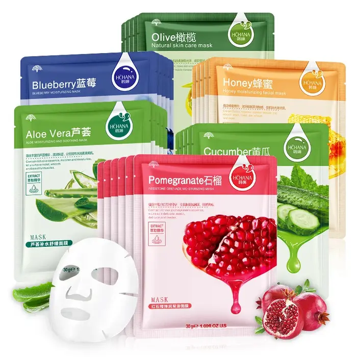 30 pièces Fruits frais masques faciaux soins de la peau du visage hydratant raffermissant hydratant