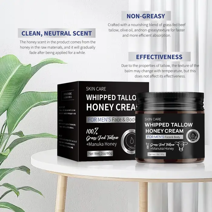 Crème fouettée au suif et au miel pour hommes 60g - Suif et miel de Manuka