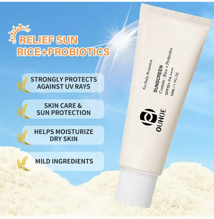 SPF50 + crème solaire riz coréen probiotique bloqueur solaire crème blanchissante pour la peau Anti 