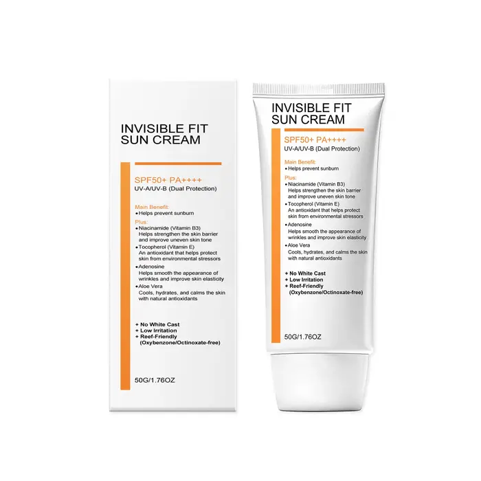 Crème solaire pour la peau SPF50+ à la niacinamide, hydrate, réduit les ridules, isolation UV, renfo
