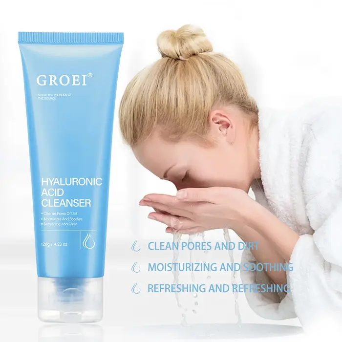 Nettoyant à l'acide hyaluronique 120g Lavage du visage hydratant – Nettoyage en profondeur, hydrate,