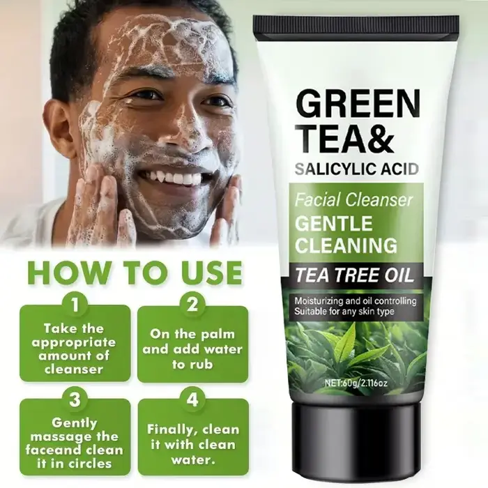 Nettoyant visage pour homme 60g - Thé vert & Acide salicylique