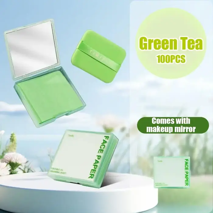 100 pièces papier absorbant l'huile Portable avec étui miroir femmes soins du visage beauté papier buvard d'huile pour le visage avec miroir