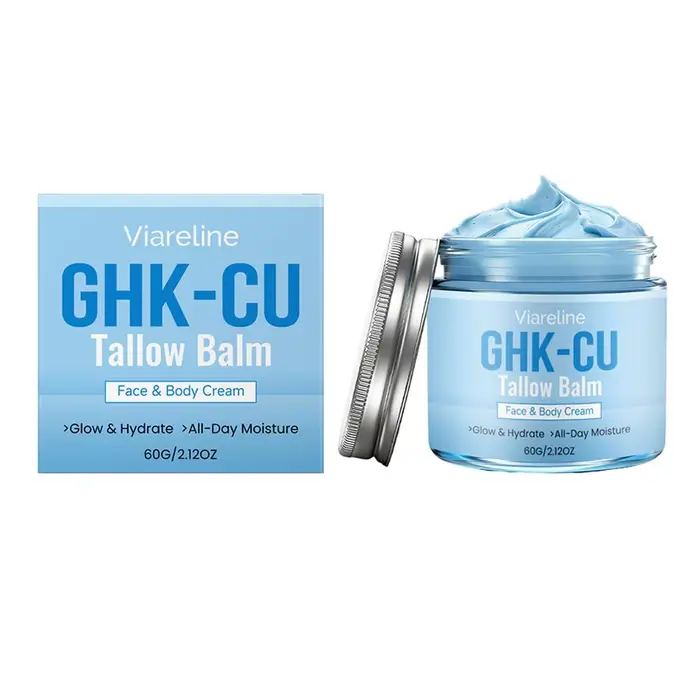 Crème Visage et Corps Hydratante au Peptide de Cuivre Bleu GHK-CU et Suif, Soin Naturel Nourrissant 