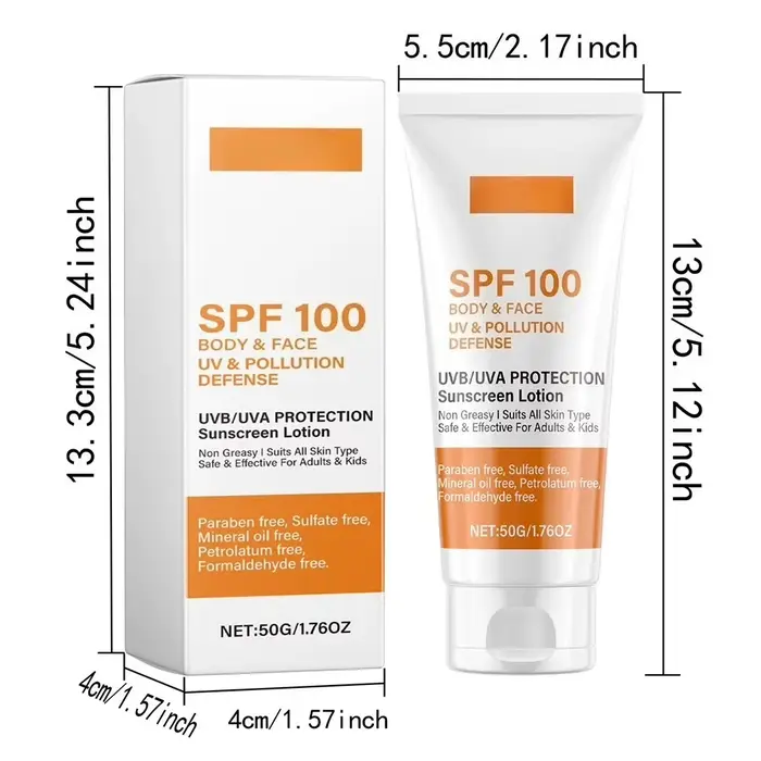 Crème solaire visage et corps Non grasse SPF 100+