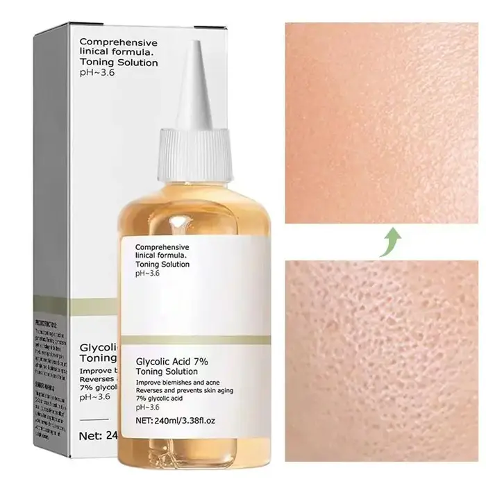 Solution tonifiante 100 à l'acide glycolique pour le visage, 240ml/7% ml, tonique, nourrissant, doux