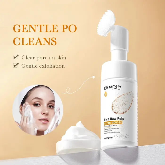 BIOAQUA nettoyant pour le visage au riz blanc blanchissant nettoyage en profondeur Massage