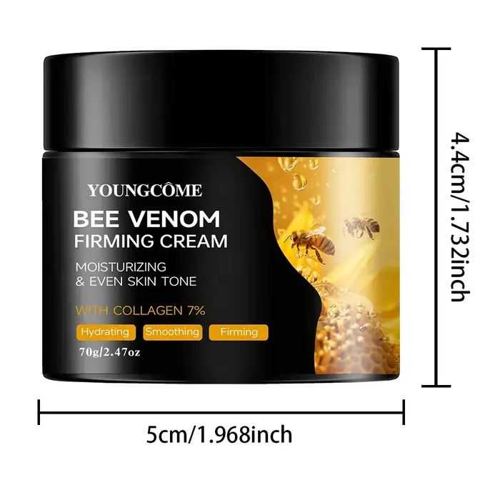 Crème Premium au Venin d'Abeille Visage et Cou – Boost de Collagène, Raffermissante, Liftante, Hydratante Naturelle, Non Grasse, Soin Doux et Amélioré