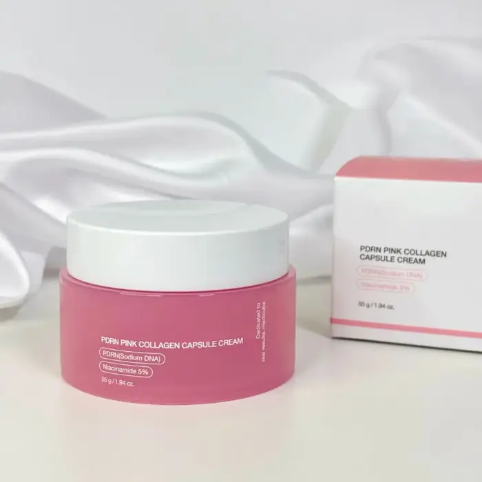 Crème coréenne en capsules de collagène rose PDRN avec crème Niacinamide pour un teint inégal, hydra
