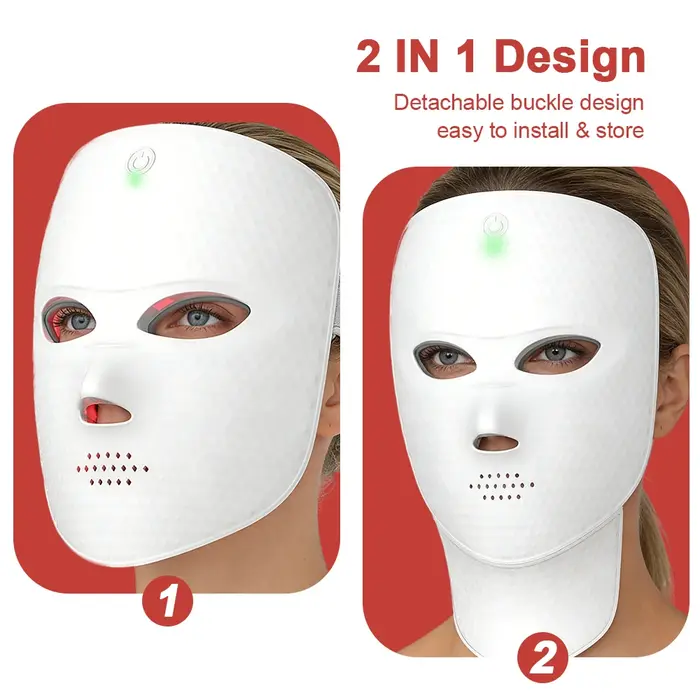 Masque LED facial 2 en 1 avec masque LED pour le cou