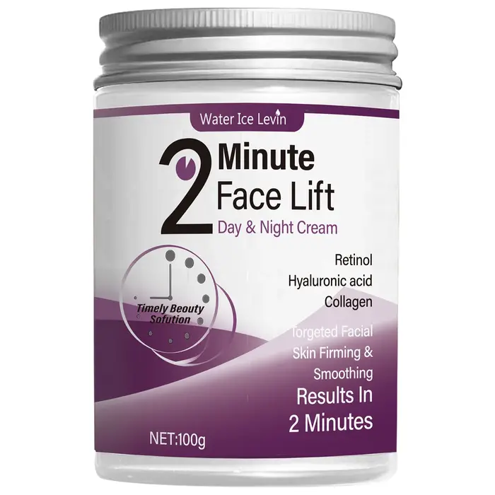 Crème de jour et de nuit pour lifting du visage de 2 minutes avec rétinol, acide hyaluronique et col