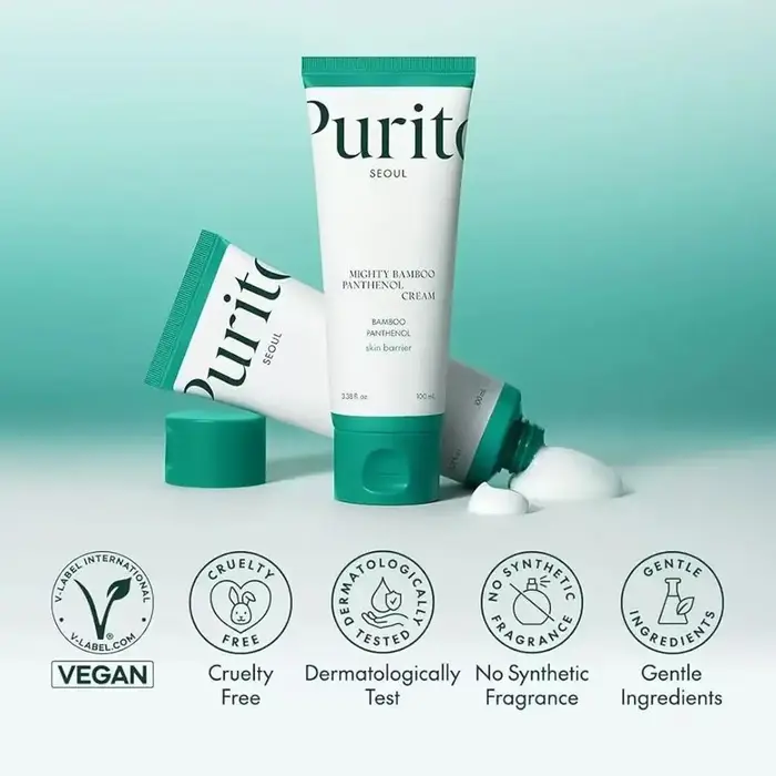 Crème au panthénol Mighty Bamboo de Purito Corée 100ml Renforce la barrière cutanée Hydratante Apaisante