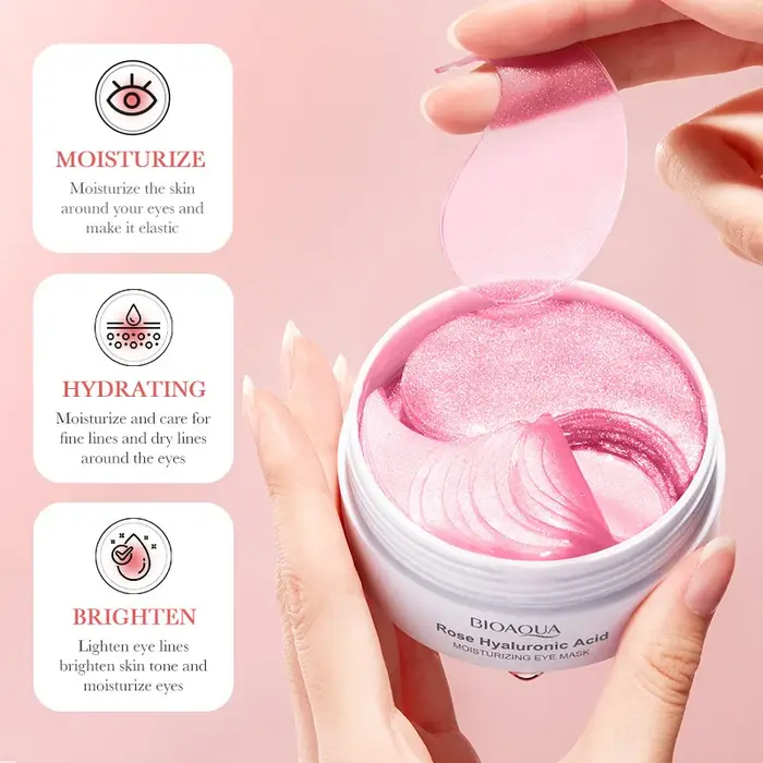 60 pièces BIOAQUA Rose acide hyaluronique masque pour les yeux Anti cernes sacs