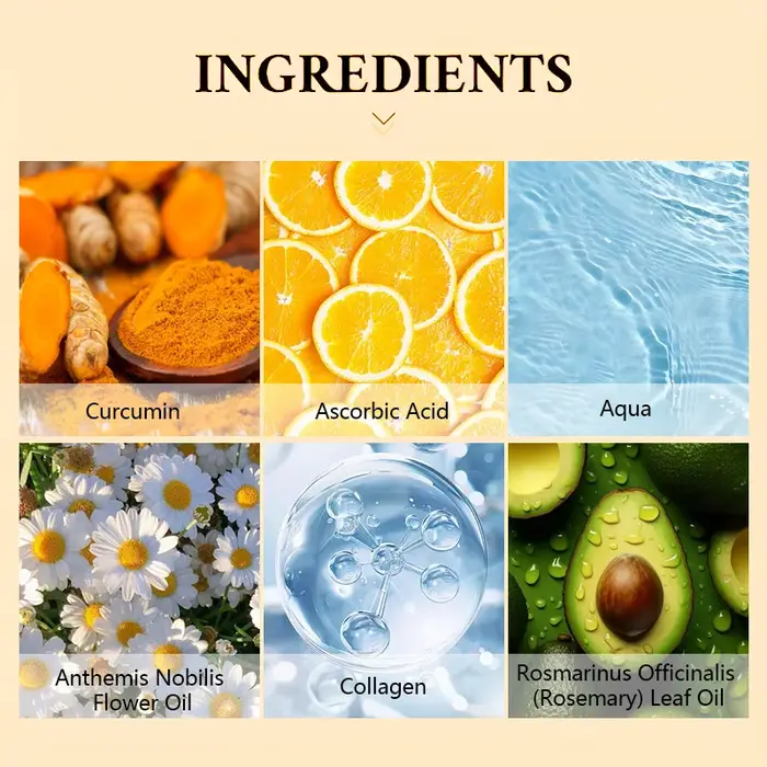 Masque pour les yeux au curcuma et à la vitamine C, Anti-rides, élimine les cernes, les poches, réduit les ridules, raffermissant, éclaircissant