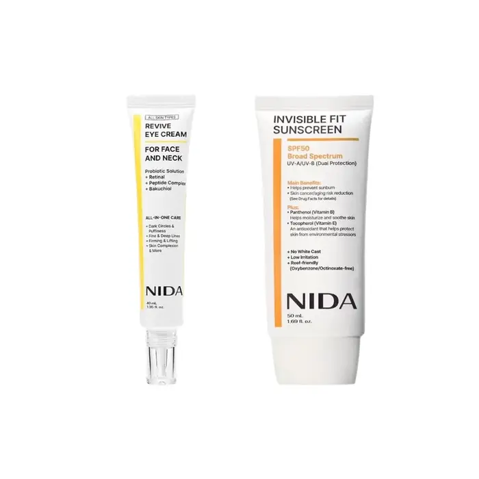 Crème solaire invisible NIDA 50ml SPF50+ Protection large spectre Hydrate Apaise Texture légère Ne laisse aucune trace blanche