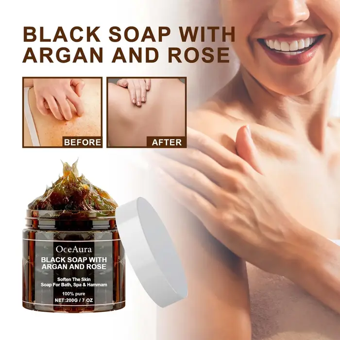 Savon noir OCEAURA à l'argan et à la rose