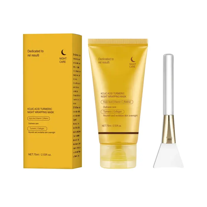 Masque Facial enveloppant de nuit au curcuma à l'acide kojique, hydratant, éclaircissant, Peel-off,