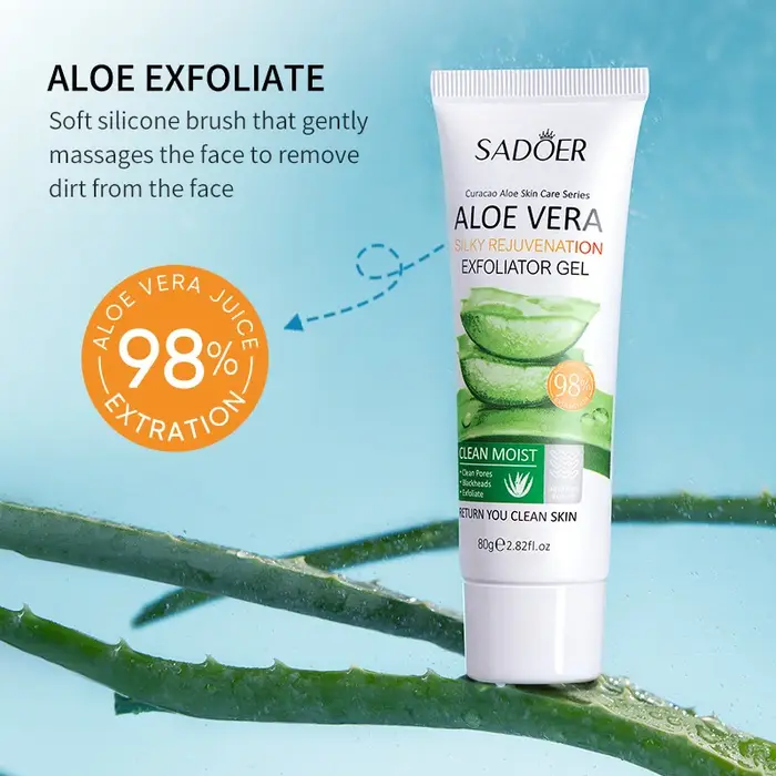 SADOER Gel Nettoyant Exfoliant Visage à l'Aloe Vera – Nettoyage Profond