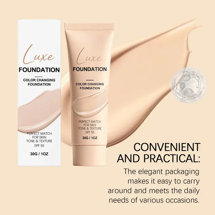 Fond de teint changeant de couleur SPF 50, couvrance naturelle, fond de teint liquide ajustable, léger, longue tenue, base de maquillage pour tous les types de peau