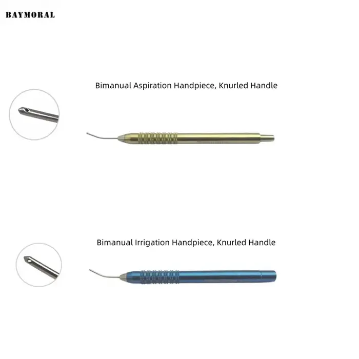 Pièce à main d'aspiration bimanuelle, instruments chirurgicaux ophtalmiques à poignée moletée pour l