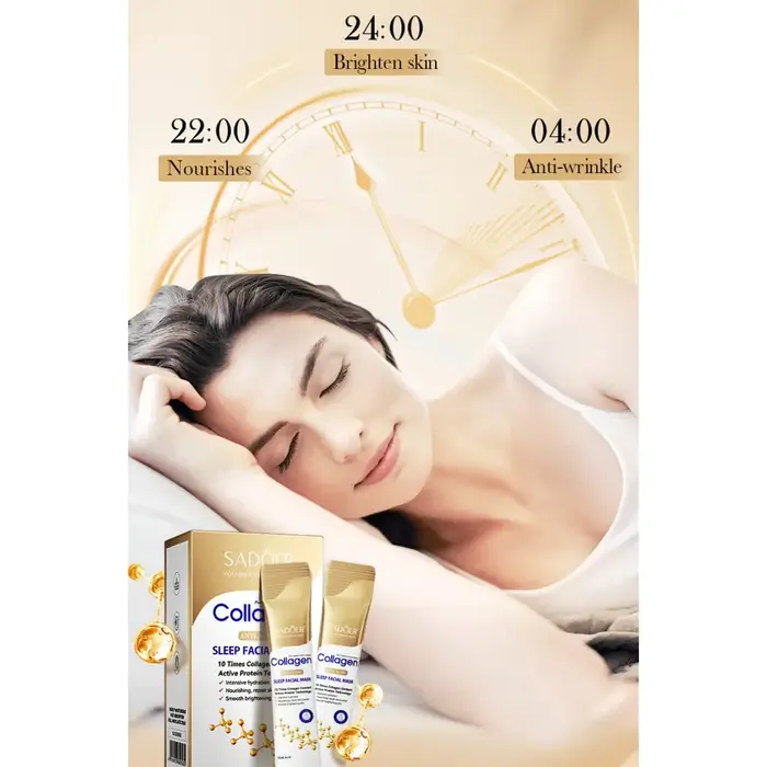 30 pièces SADOER collagène dormir masques faciaux visage soins de la peau hydratant éclaircissant raffermissant