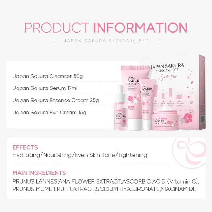 Coffrets de soins pour la peau Laikou Sakura avec nettoyant