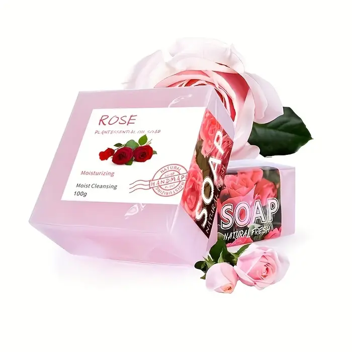 Savon rose fait main – Mousse riche pour un nettoyage en profondeur, hydratant et purifiant aux huil