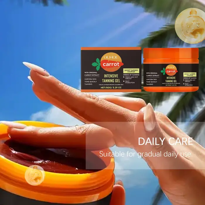 Gel Bronzant Carotte Effet Intense – Crème Corporelle Auto-Bronzante à Action Rapide Hydratante pour une Peau Naturellement Bronzée
