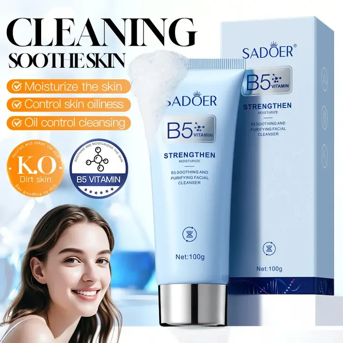 SADOER Nettoyant Visage Moussant à la Vitamine B5 Hydratant