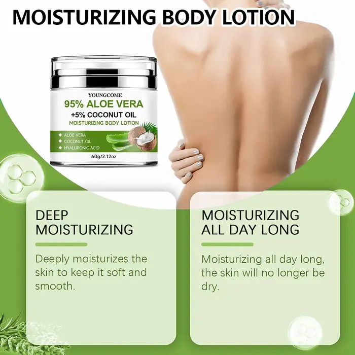 YOUNGCOME Hydratant à l'aloe vera riche en acide salicylique pour hydrater la peau sèche Soins du visage et du corps Anti-âge Fade Fine Line
