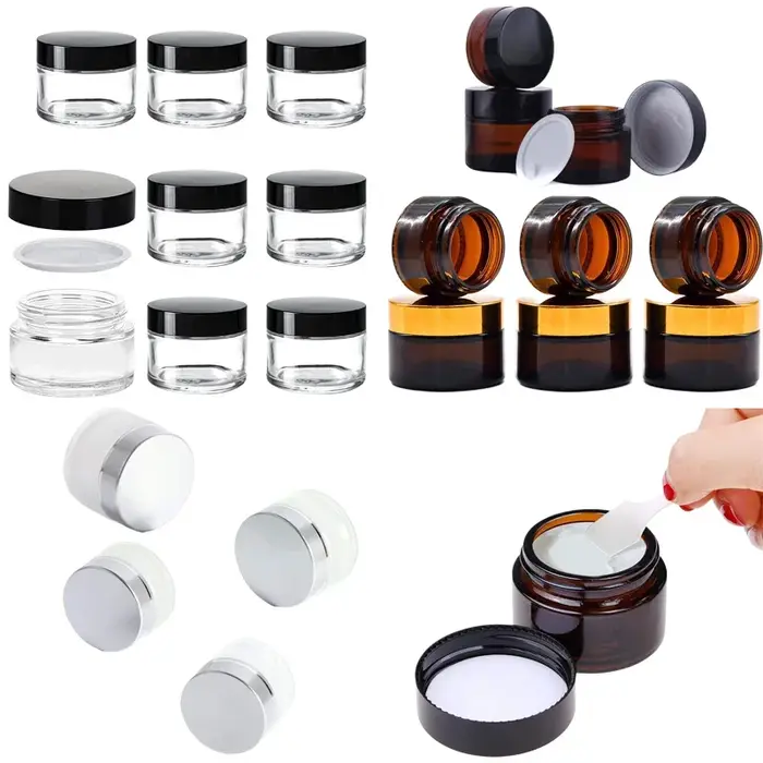 Mini pots de crèmes ronds en verre ambre