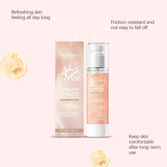 Spray solaire rafraîchissant SPF 50+ PA+++ Protection UV longue durée et hydratant illuminateur pour les soins quotidiens de la peau en extérieur en été