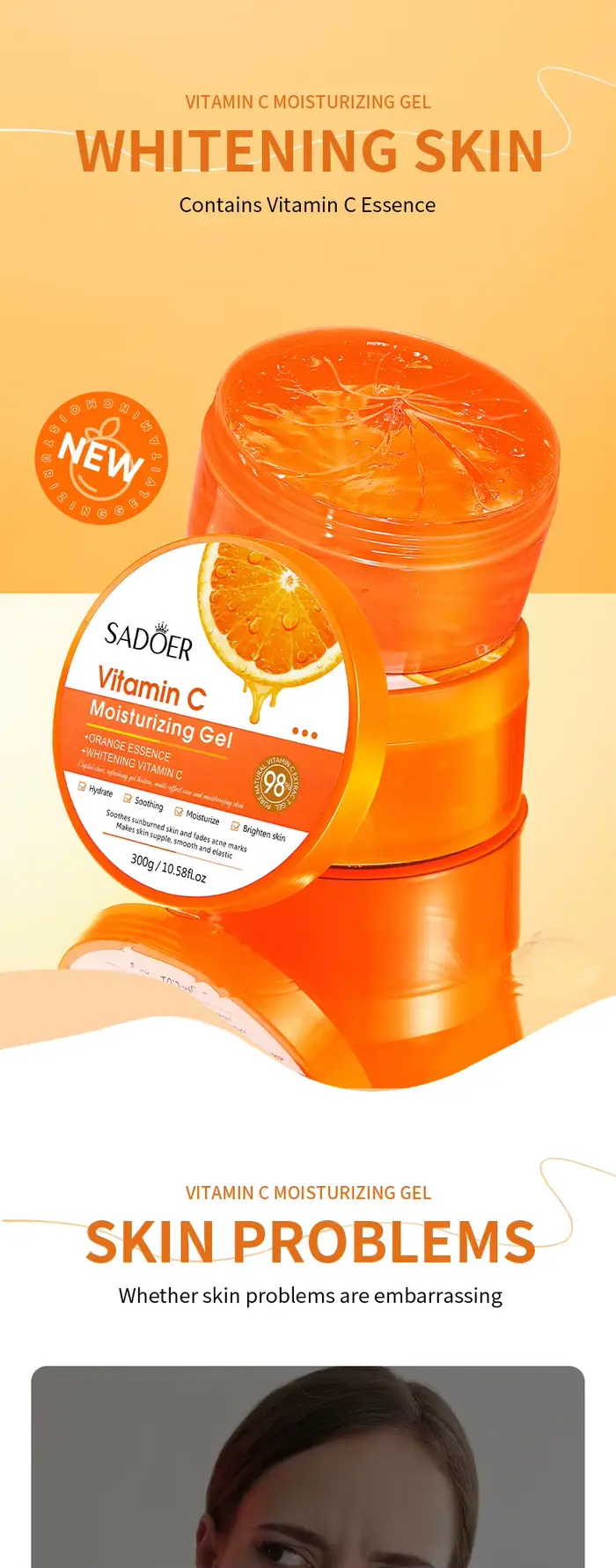 SADOER Gel d'Aloe Vera Gel hydratant d'Aloe Vera