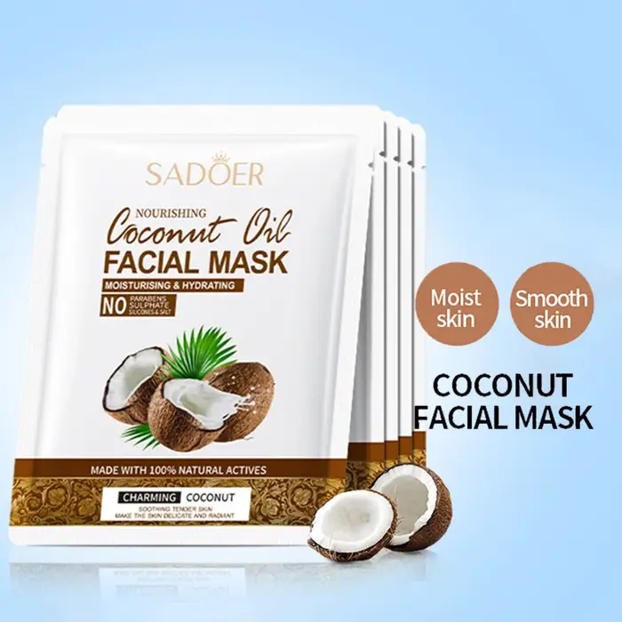 5 pièces SADOER noix de coco masque Facial soin du visage hydratant raffermissant