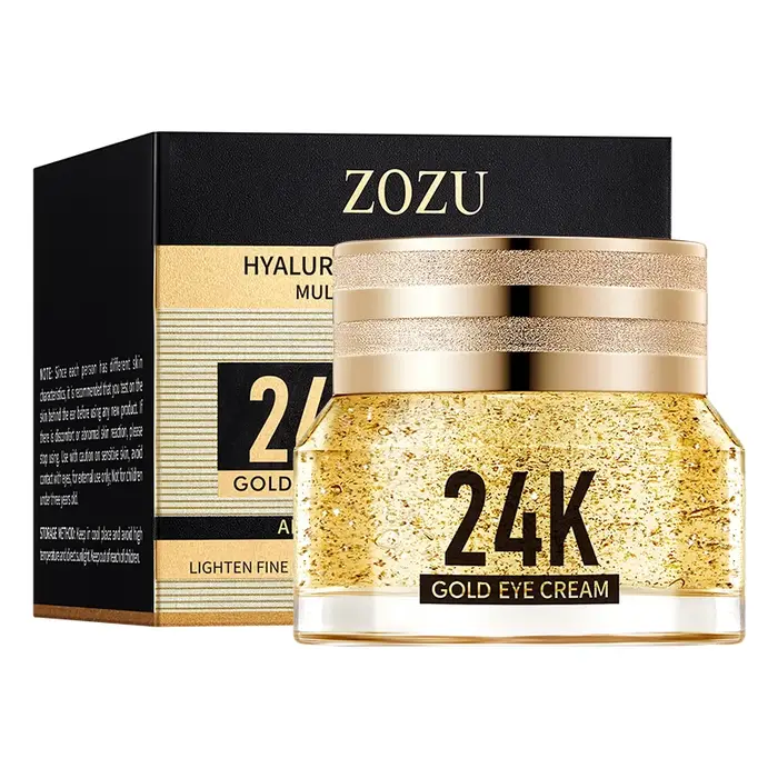 Crème pour les yeux à l'acide hyaluronique 24K, nourrissante, améliorant les cernes et les rides du