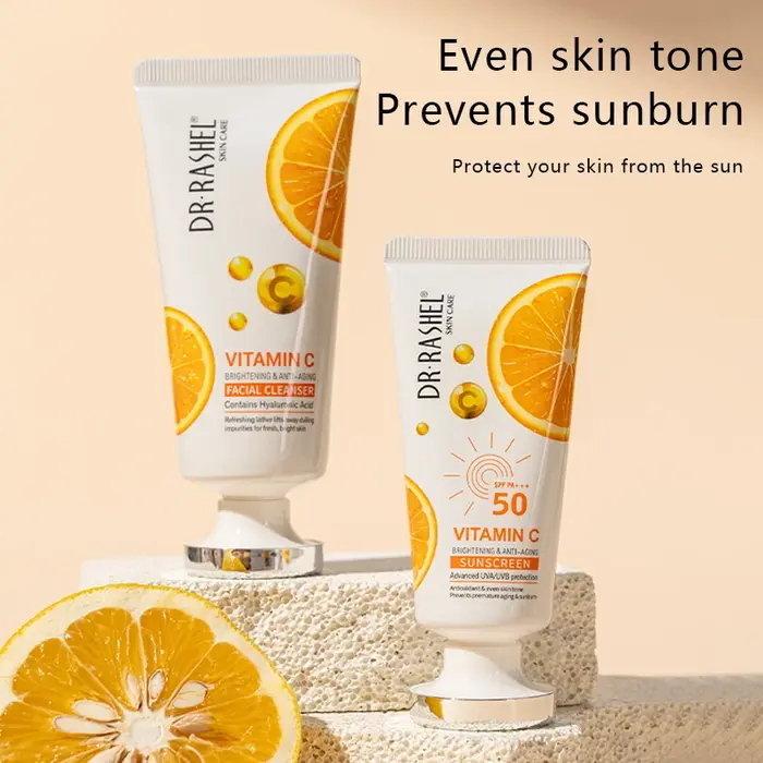 Ensemble de 6 crèmes sérum à la vitamine C DR RASHEL, écran solaire, éclaircissant, anti-âge, soin de la peau, mini-set pour femmes
