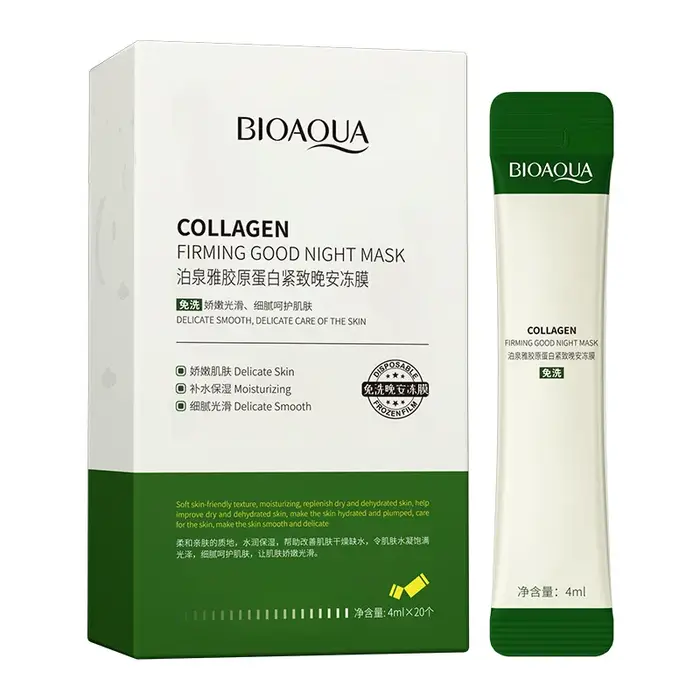 Masques faciaux de nuit au collagène Bioaqua, soins de la peau, hydratants, éclaircissants, raffermi