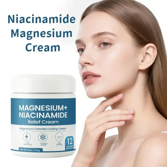 Crème au magnésium pour soulager les nerfs avec niacinamide, hydratante, réparatrice de la barrière cutanée pour les genoux, les articulations, les muscles, massage